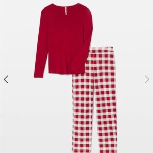 NEW Soma Women's Cool Nights L/S PJ set Dreamscape Plaid Red XL